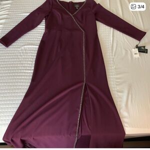 Adrianna Papell Crystal Trim Gown in Night Plum